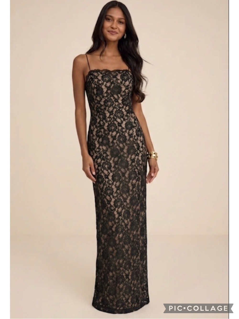 Arianna by Rachel Kaye Black Lace Nude Illusion Evening Maxi Dress 6 Cocktail - Picture 16 of 17